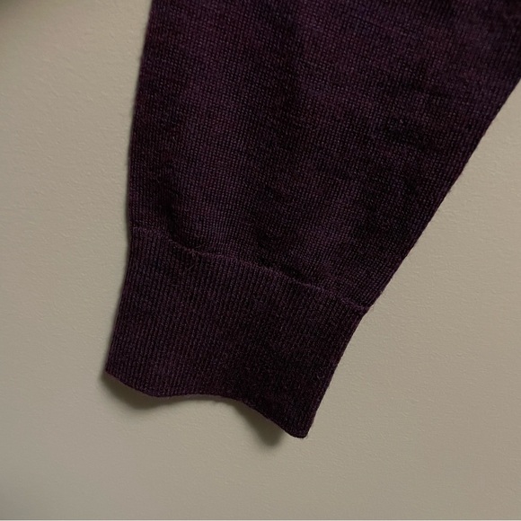 Banana Republic 100% Merino Wool Eggplant Purple V-neck Sweater Women’s Small - Picture 4 of 8